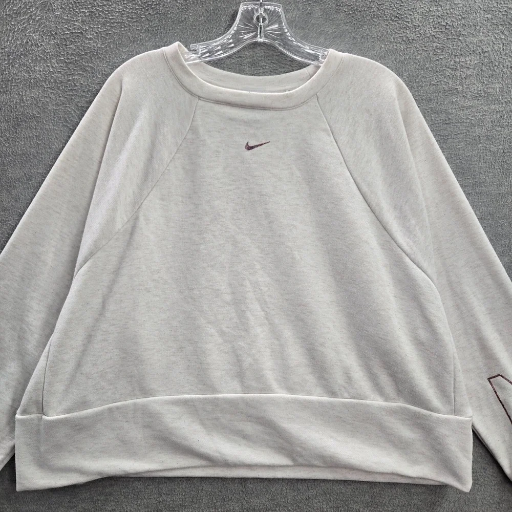 Nike Women Sweatshirt‎ XL White Center Swoosh Dri Fit Cropped Logo Pullover